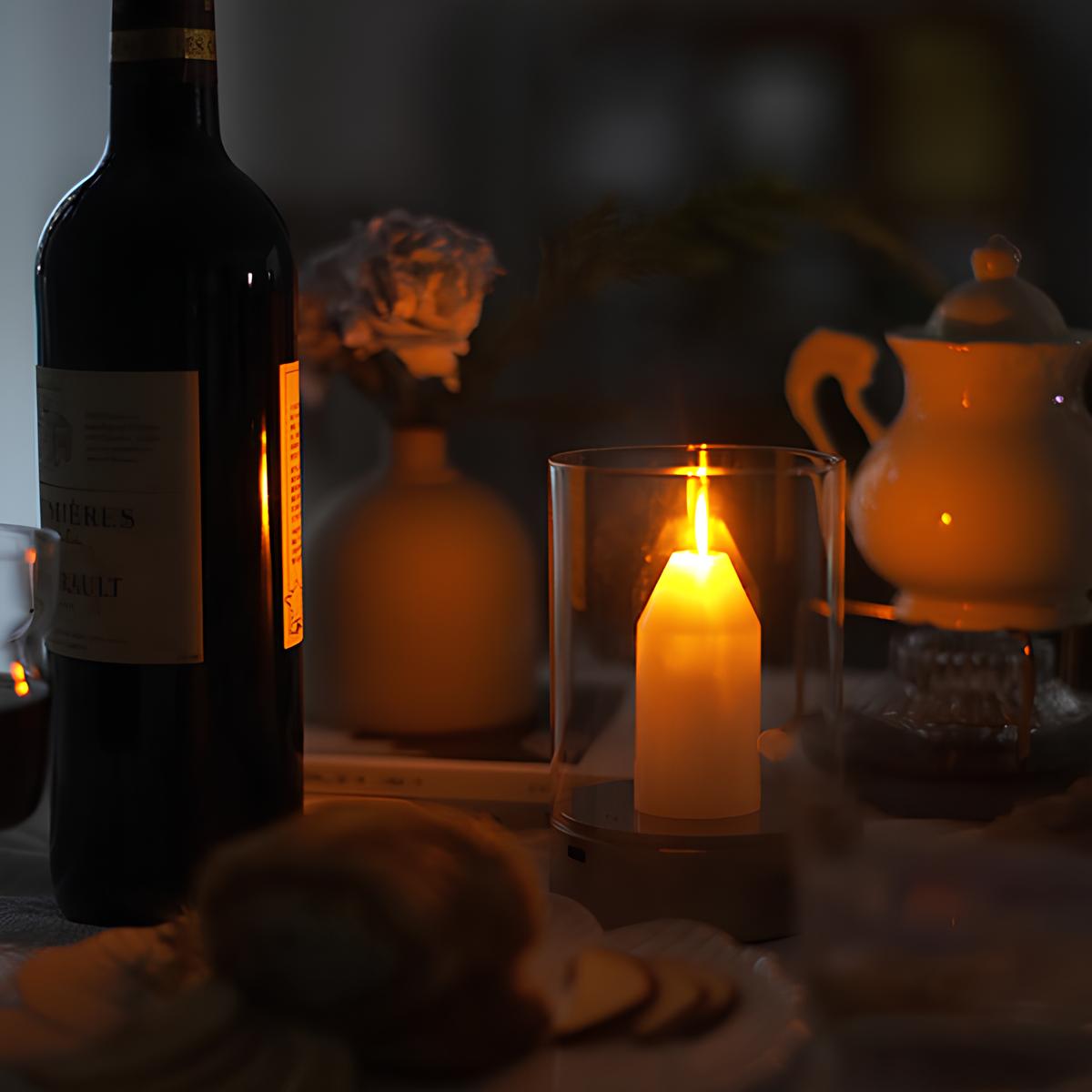 AmberLuma Kerzenlampe Retro Look LED flackernd gold Terrasse