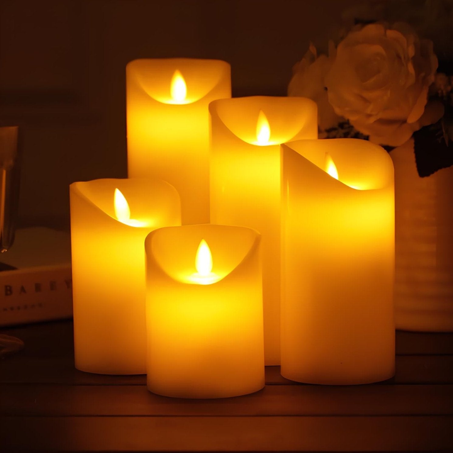 LumaBloc LED-Kerzen Set ohne Flamme Creme für Terrasse