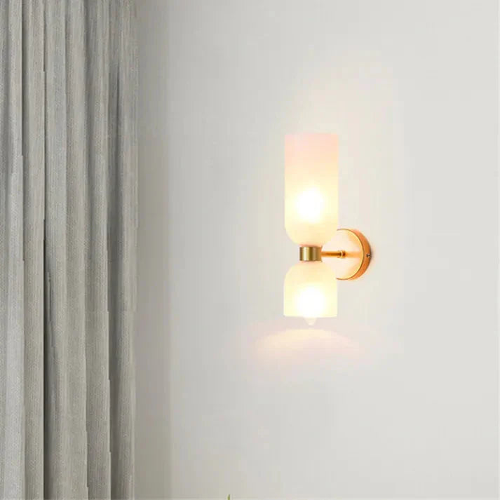 LumoDuo – Moderne Doppelkopf LED Glas-Wandleuchte Weiß für Flur