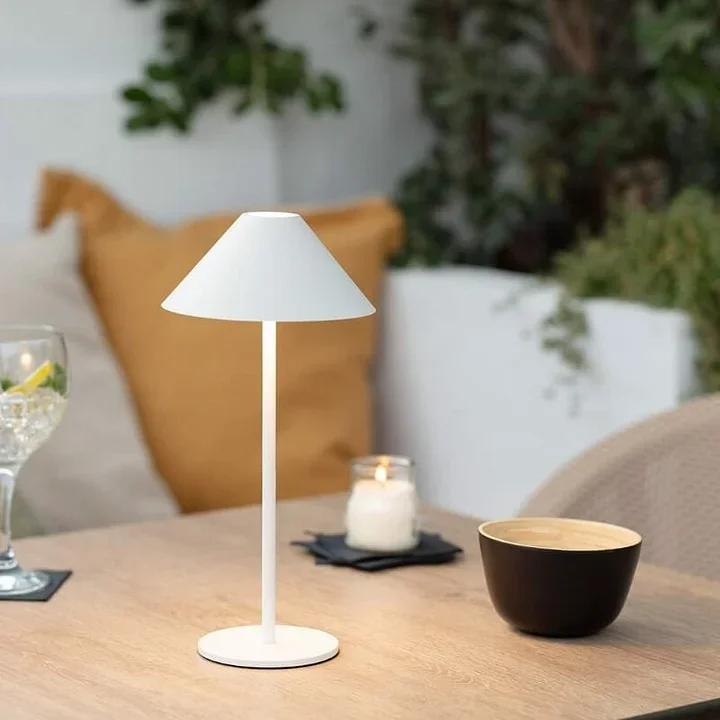 LumiZen Kegellampe skandinavisch dimmbar beige Schlafzimmer