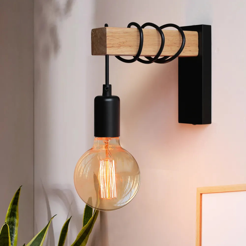 OakSteel LED-Wandleuchte aus Holz & Metall – Rustikales Design für Wohnzimmer