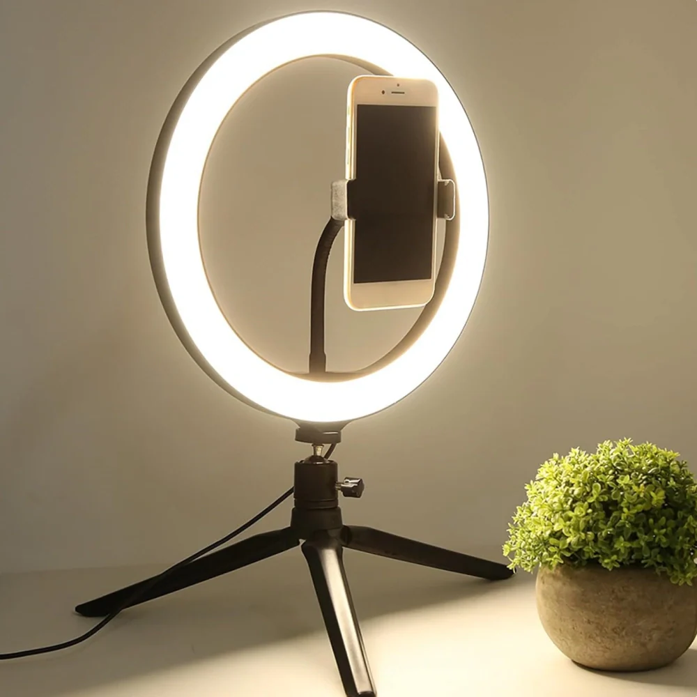 LumiKreis LED Ringlicht Modern Dimmbar Weiß für Schreibtisch