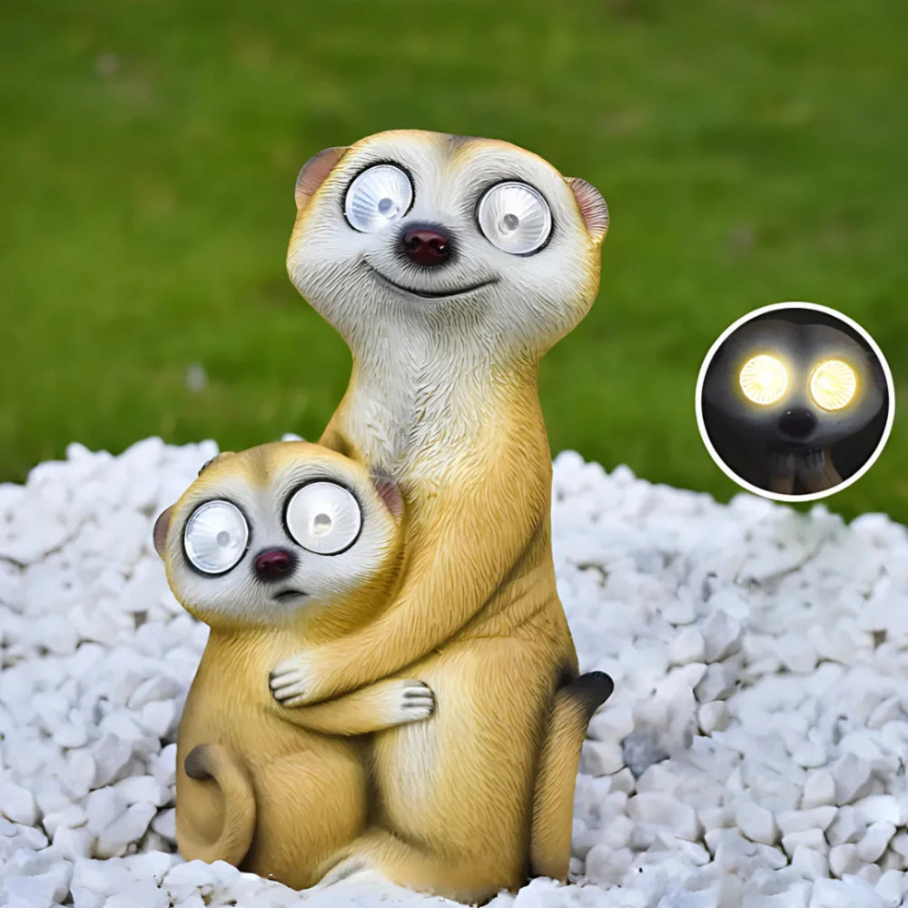 LumoSurikat Solarleuchten – Tierfiguren LED Licht Braun für Garten