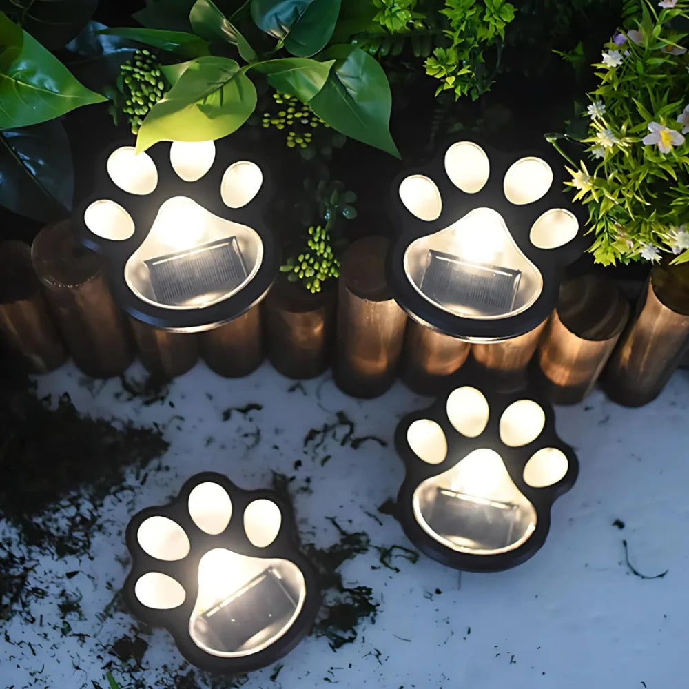 LumiPfote Solarleuchte Pfotenform LED warmweiß Garten