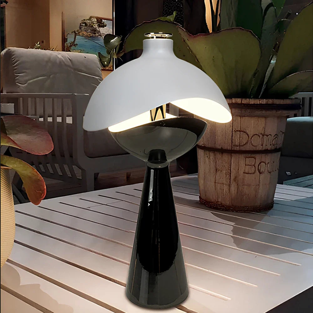 LumoKuppel Skulptur-Tischlampe Modern LED Design Weiß für Wohnzimmer
