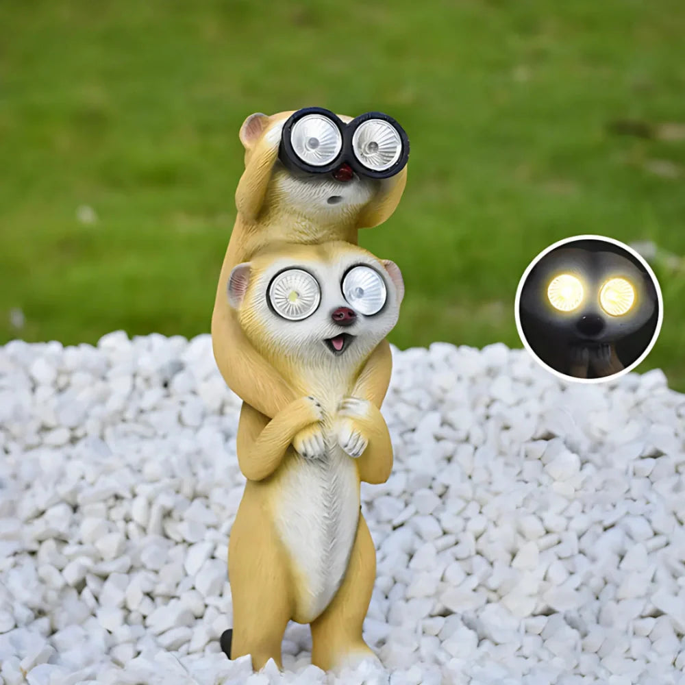 LumoSurikat Solarleuchten – Tierfiguren LED Licht Braun für Garten