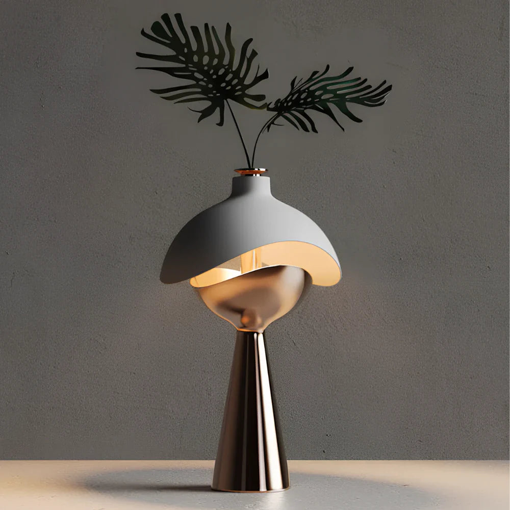 LumoKuppel Skulptur-Tischlampe Modern LED Design Weiß für Wohnzimmer