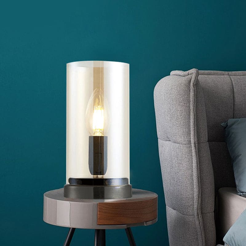 VetroNoir Glas-Tischlampe industrial Schwarz Wohnzimmer