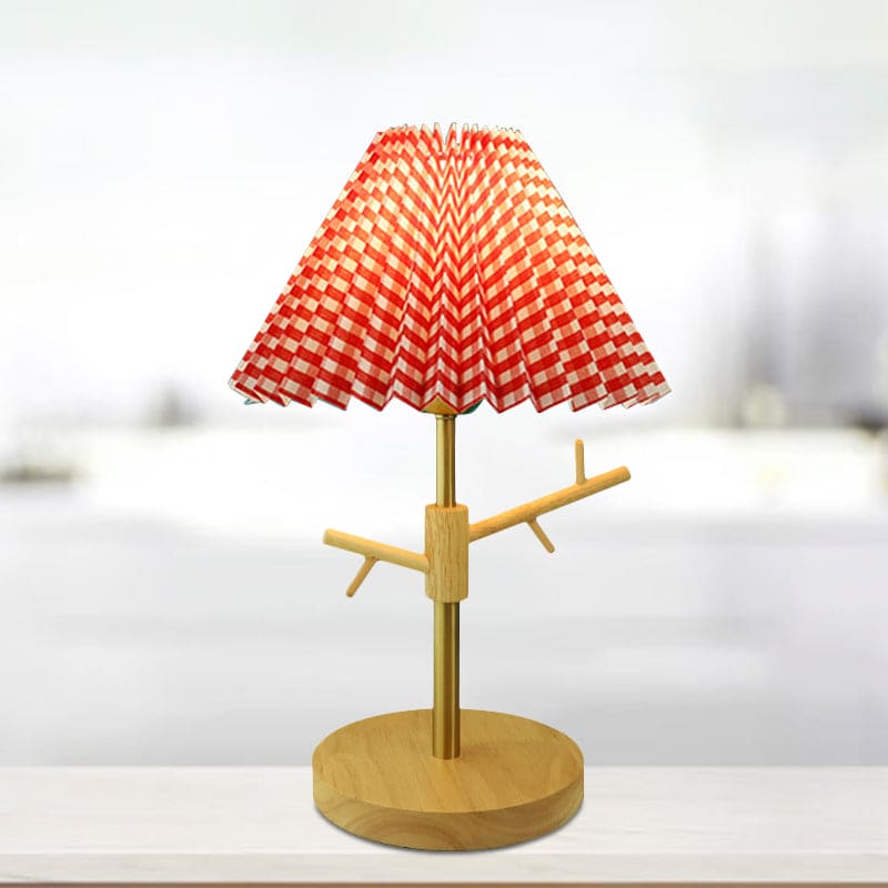 FoldaNord Nachttischlampe Skandi-Stil Holzregal Weiß Schlafzimmer