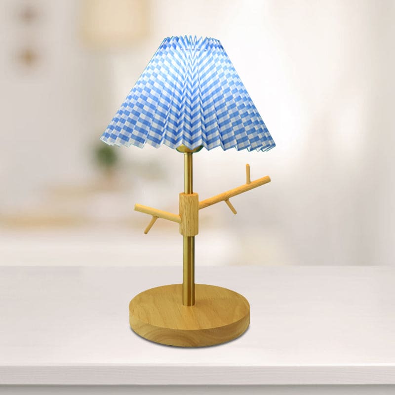 FoldaNord Nachttischlampe Skandi-Stil Holzregal Weiß Schlafzimmer