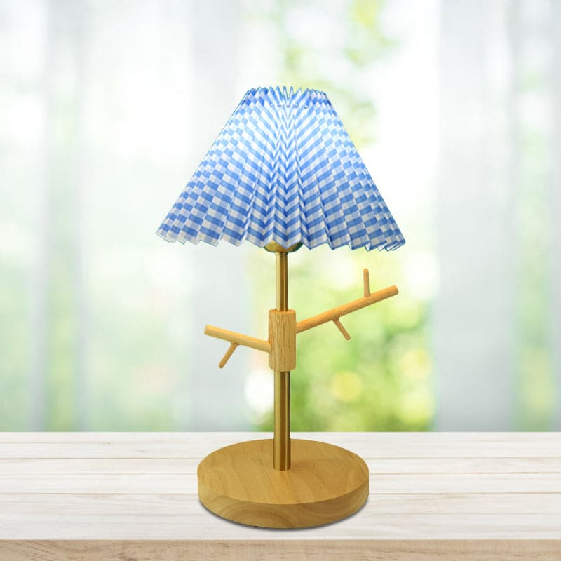FoldaNord Nachttischlampe Skandi-Stil Holzregal Weiß Schlafzimmer