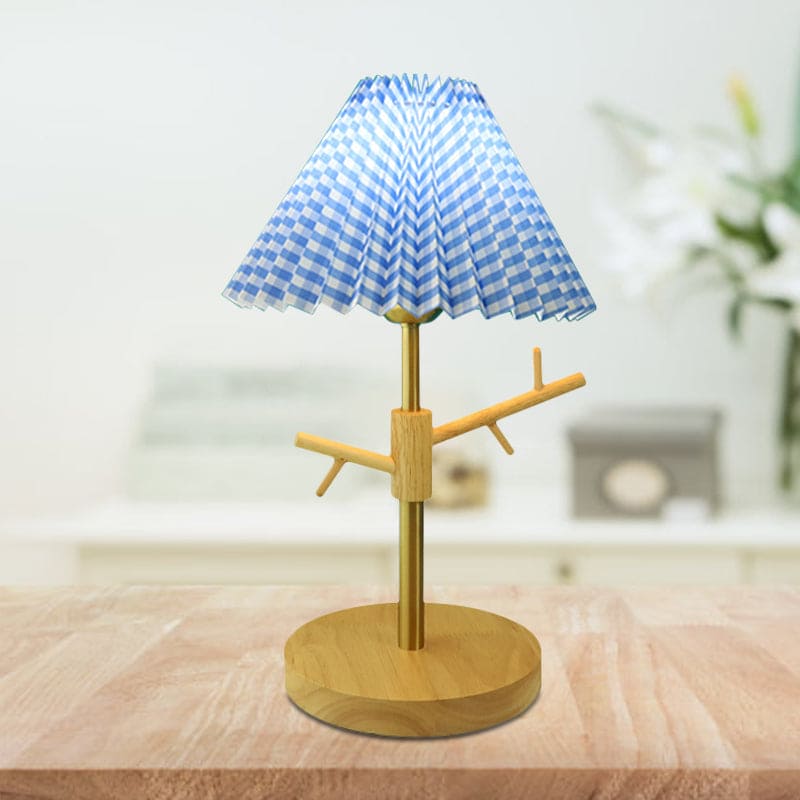 FoldaNord Nachttischlampe Skandi-Stil Holzregal Weiß Schlafzimmer