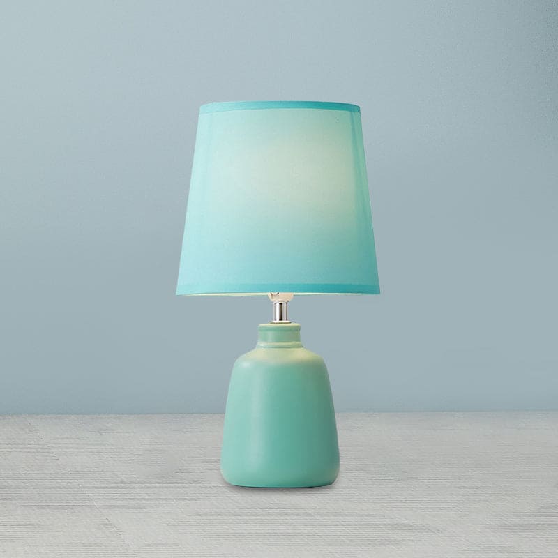 NordiLume Nachttischlampe Skandi Stil Stoffschirm Beige Keramikfuß