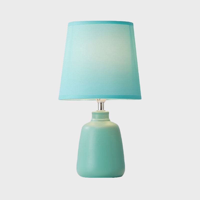 NordiLume Nachttischlampe Skandi Stil Stoffschirm Beige Keramikfuß