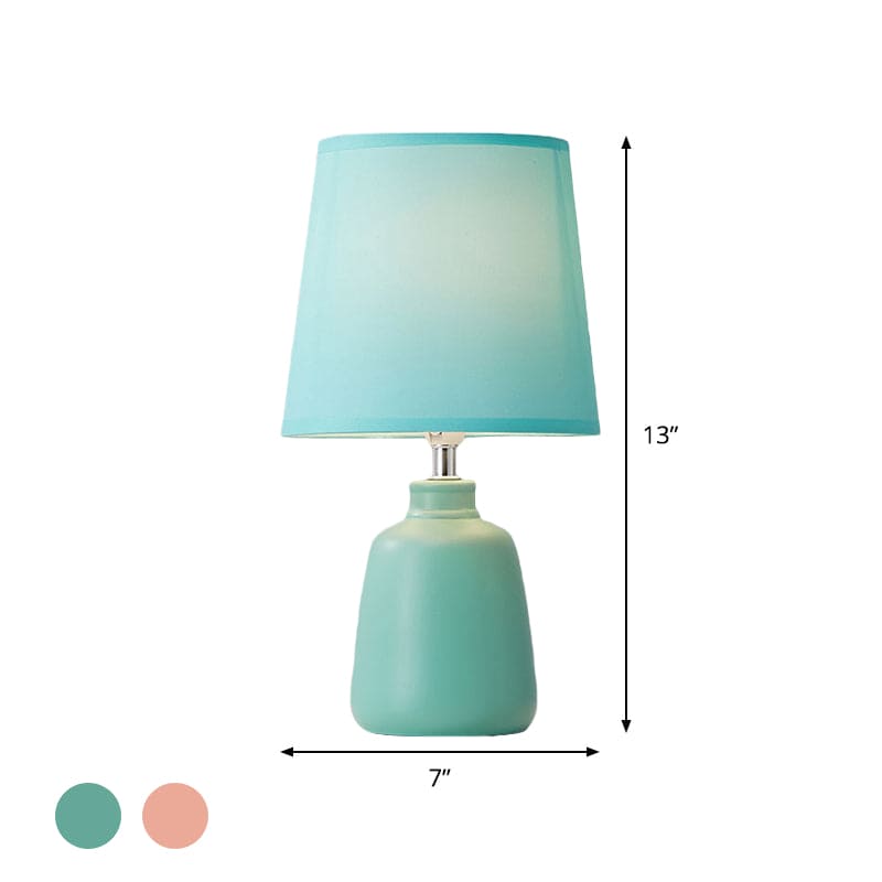 NordiLume Nachttischlampe Skandi Stil Stoffschirm Beige Keramikfuß