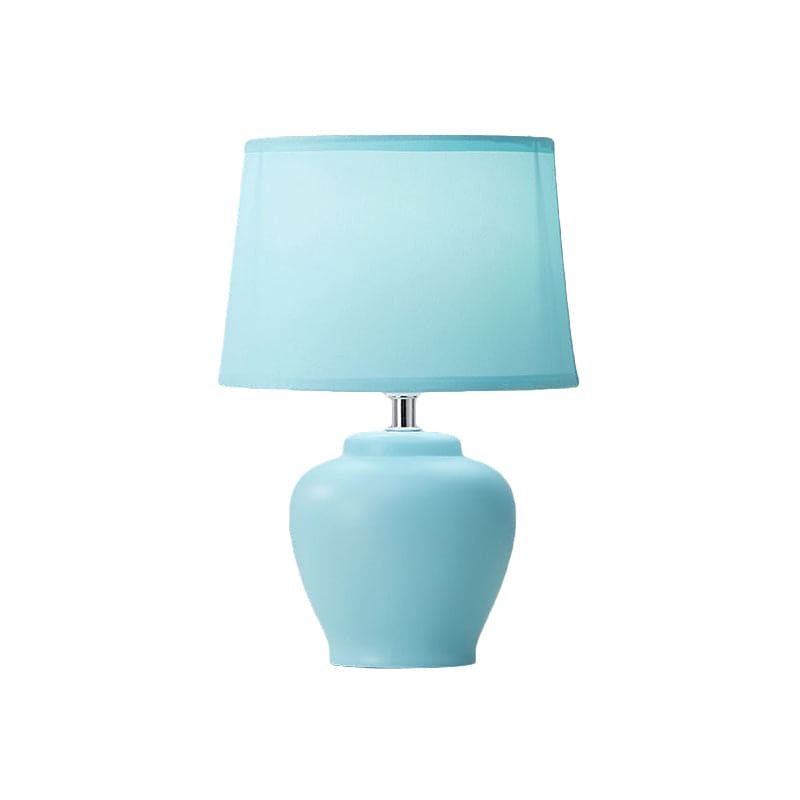 NordiLume Nachttischlampe Skandi Stil Stoffschirm Beige Keramikfuß