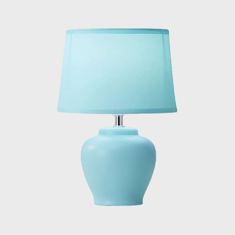 NordiLume Nachttischlampe Skandi Stil Stoffschirm Beige Keramikfuß