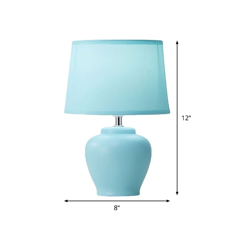 NordiLume Nachttischlampe Skandi Stil Stoffschirm Beige Keramikfuß
