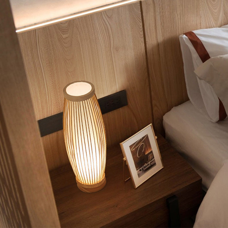 BambooSerenity - Orientalische Bambus-Tischlampe mit warmer Beleuchtung
