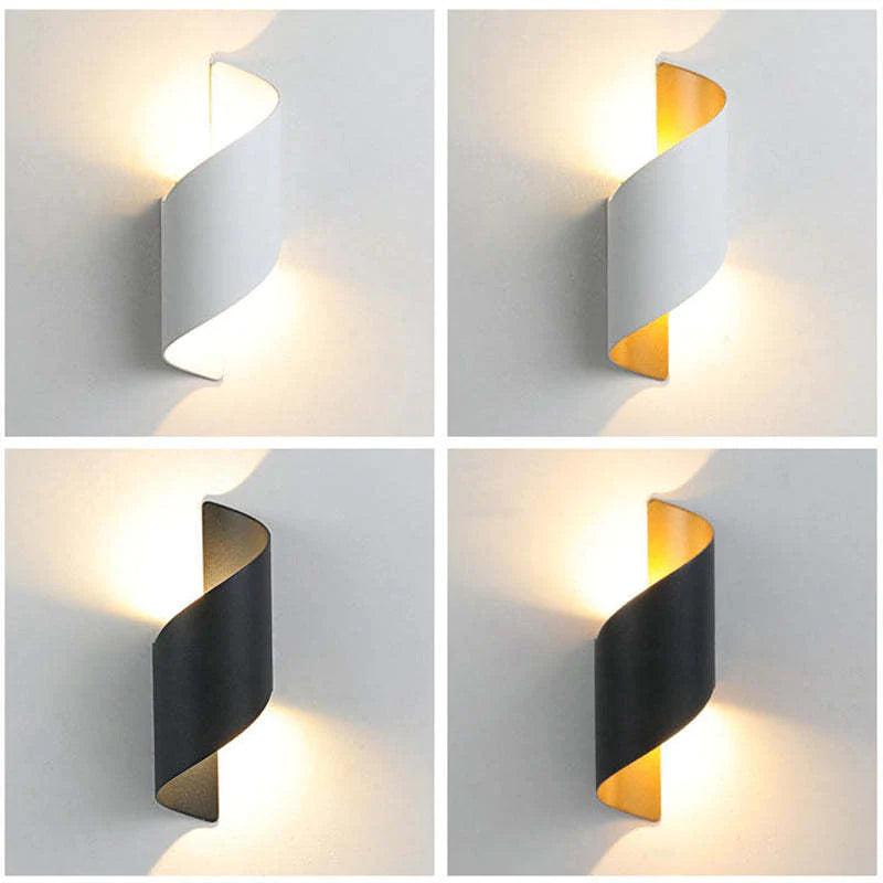 VernoSpiral LED-Wandleuchte – Spiraldesign aus Metall in Schwarz & Weiß
