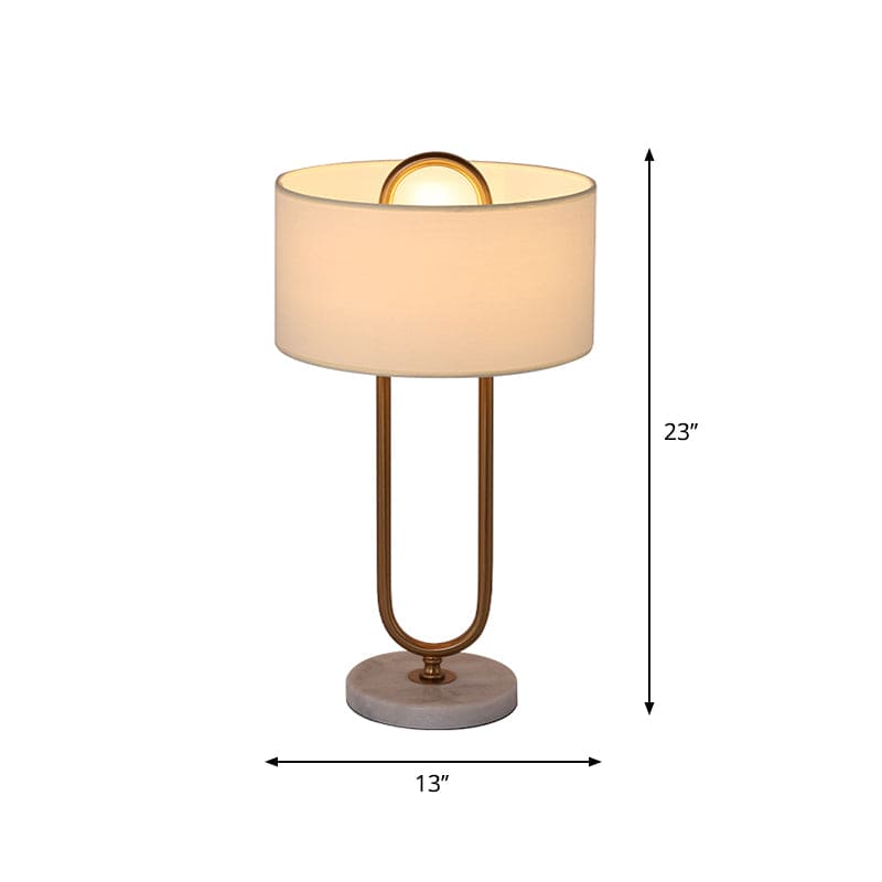 AnnaLicht – Weiße Trommel-Nachtlampe mit ovalem Standfuß Schlafzimmer