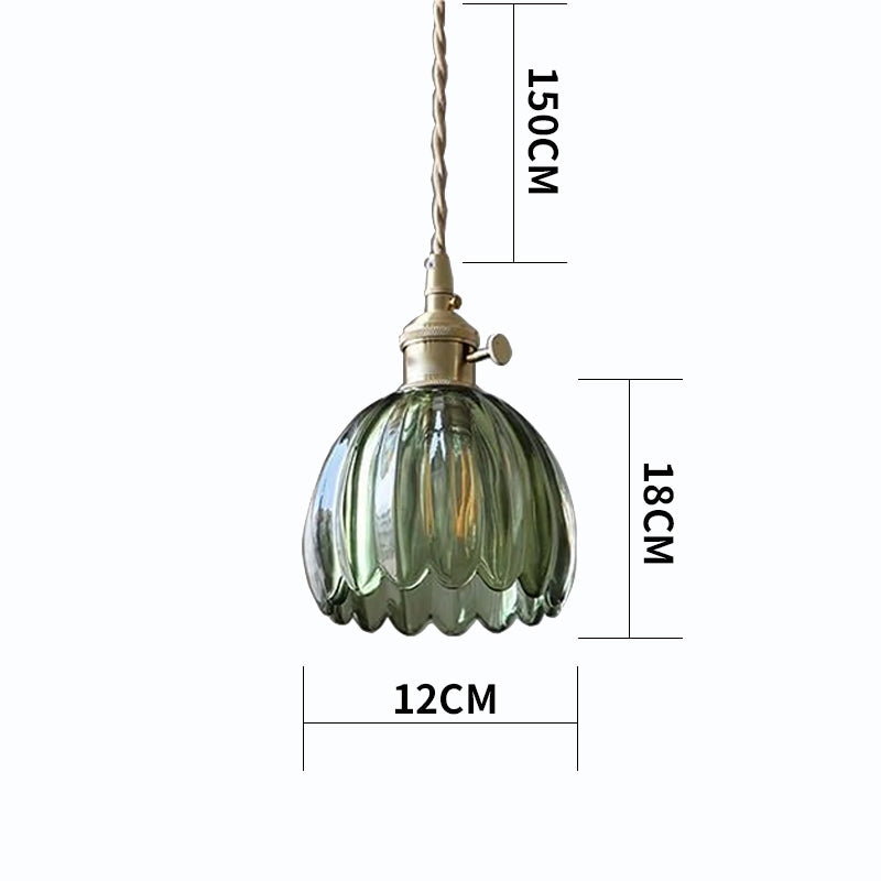 Retro Pendelleuchte mit Glasblumen und warmweißem LED-Licht
