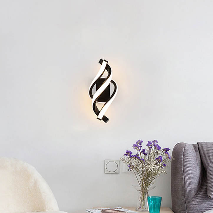 Spiral-LED Wandleuchte - Modernes Spiral-Design in Weiß und Schwarz für das Wohnzimmer