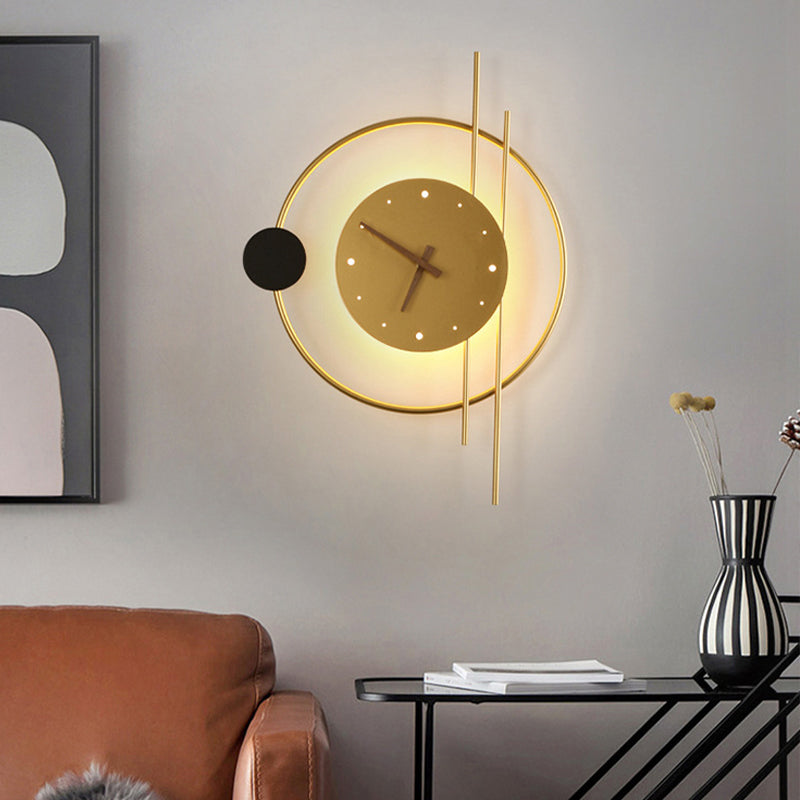 LumiHora – Stilvolle schwarze LED-Wandleuchte mit Uhr