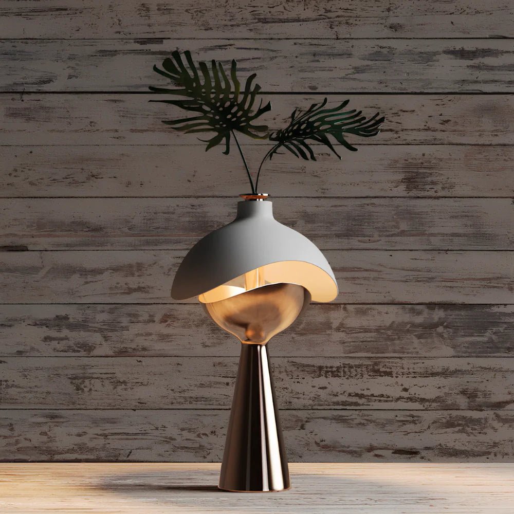 LumoKuppel Skulptur-Tischlampe Modern LED Design Weiß für Wohnzimmer