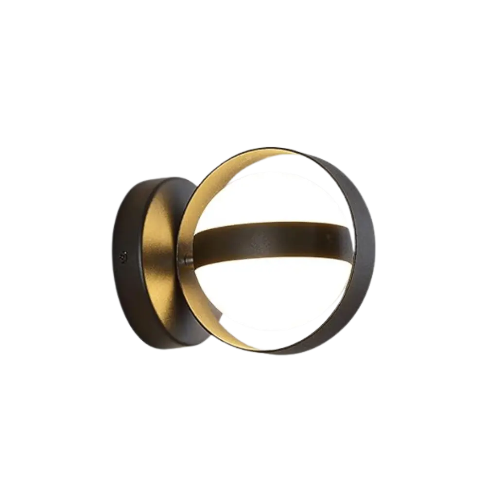 Noctura LED-Wandleuchte – Rundes Design in Schwarz & Gold für Wohnzimmer