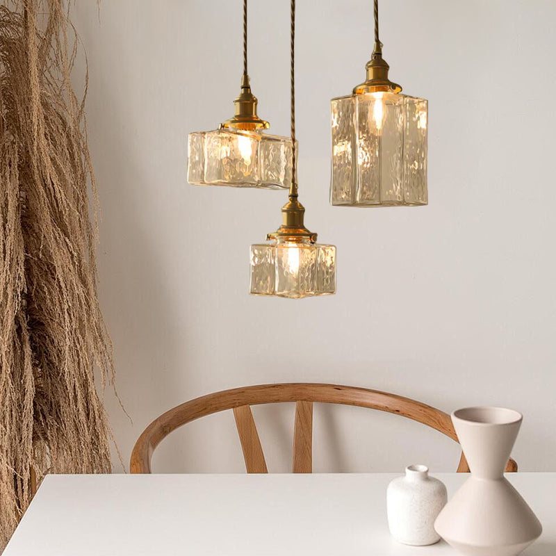 Retro Pendelleuchte aus Glas – LED – Goldkabel – Schlafzimmer