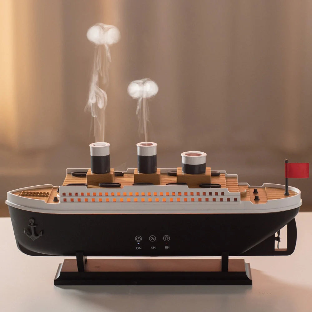AquaDamp Mini-Luftbefeuchter Schiff-Design LED Weiß für Schlafzimmer