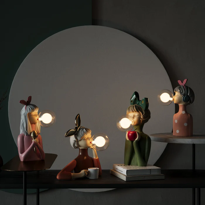 Handgefertigte LED Tischlampe aus Holz für Wohnzimmer & Schlafzimmer