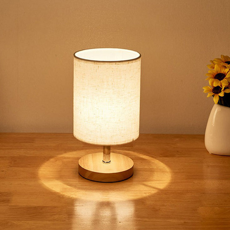 LinenWood - Minimalistische Tischlampe aus Holz und Leinen