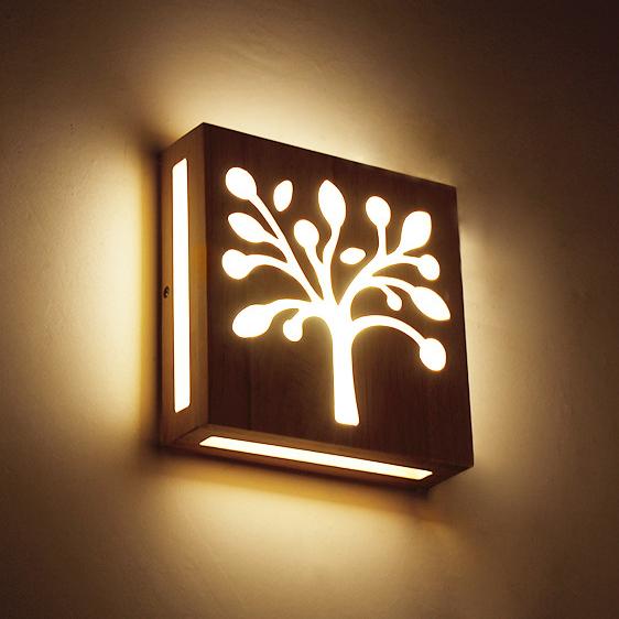 LumiHout – LED-Holzwandlampe mit Muster
