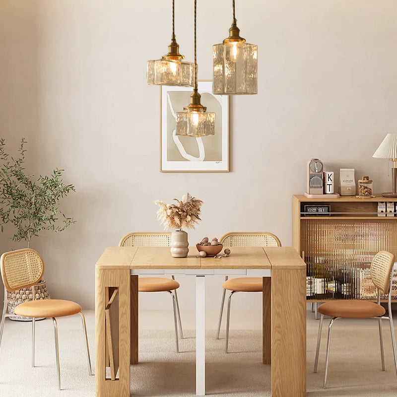 Retro Pendelleuchte aus Glas – LED – Goldkabel – Schlafzimmer