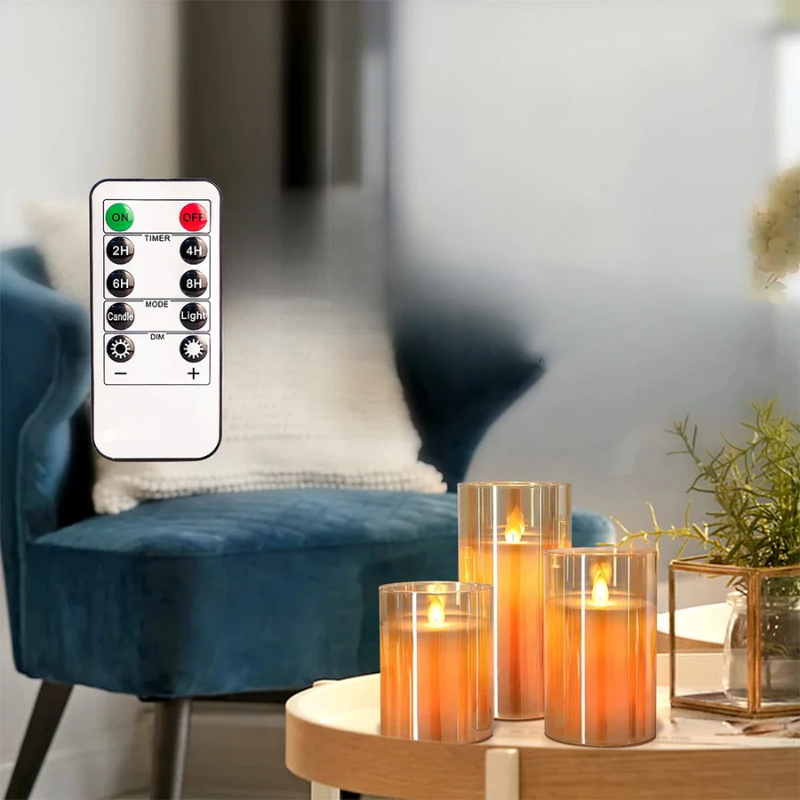 Flamora LED-Kerzenset Flackerlicht Eleganz Warmweiß für Terrasse