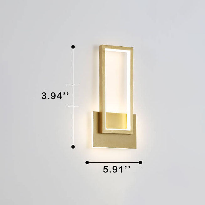 BrightLine – Goldene LED-Rechteck-Wandleuchte