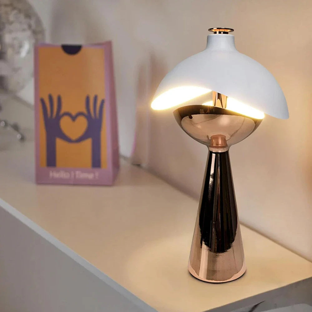 LumoKuppel Skulptur-Tischlampe Modern LED Design Weiß für Wohnzimmer