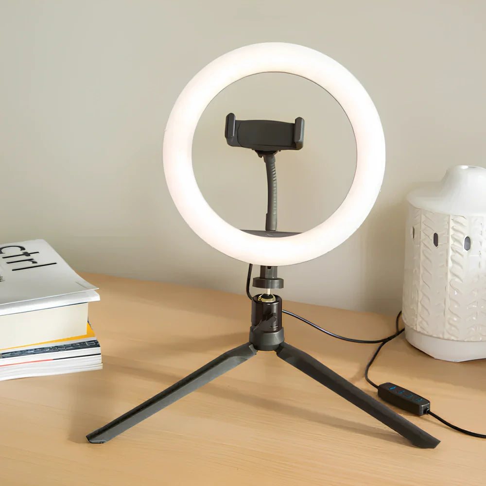 LumiKreis LED Ringlicht Modern Dimmbar Weiß für Schreibtisch