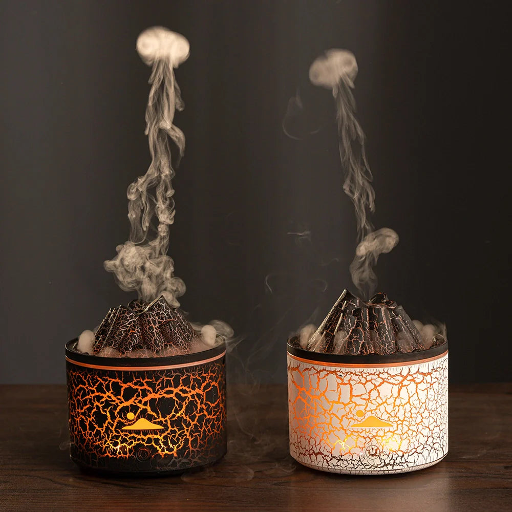 VapoGlow Deko-Luftbefeuchter Vulkanstil LED schwarz Wohnzimmer