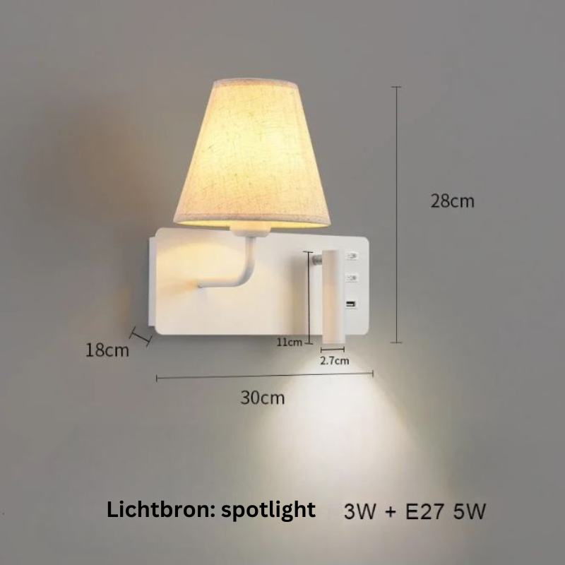 ShineNest - Moderne Wandlampe mit USB-Leselicht