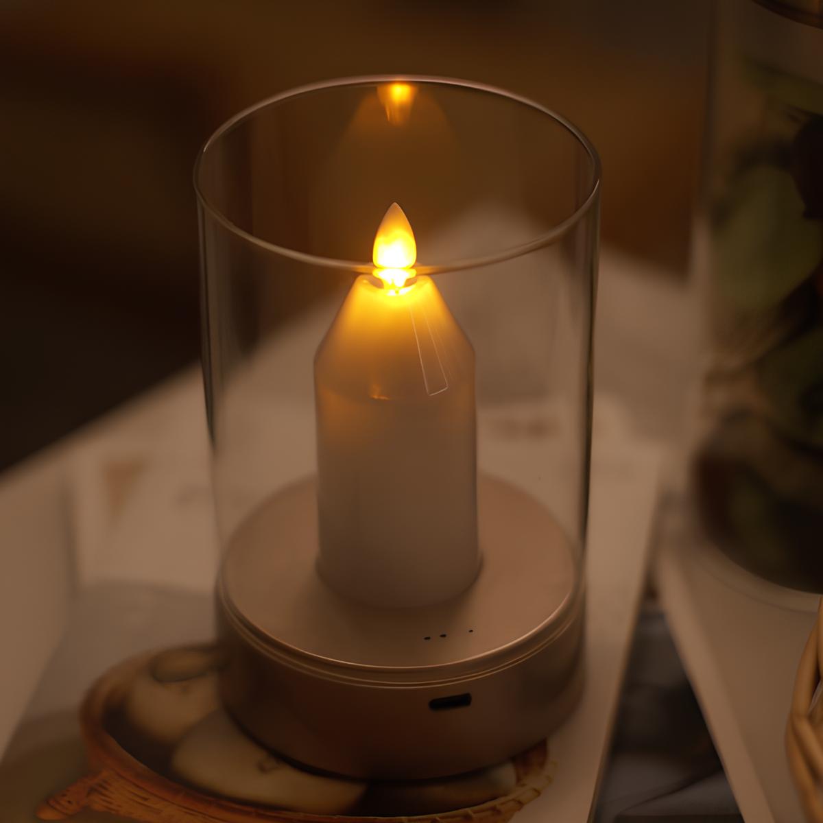 AmberLuma Kerzenlampe Retro Look LED flackernd gold Terrasse