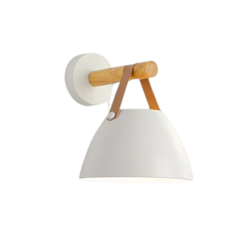 SkandiShine - LED-Wandleuchte mit Holz & Leder