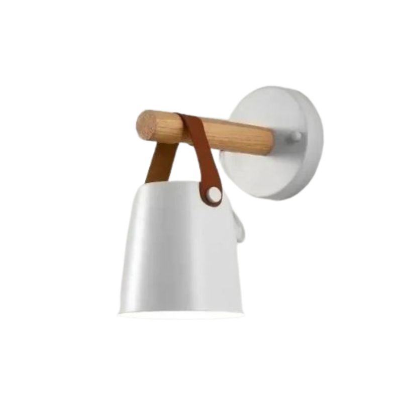 SkandiShine - LED-Wandleuchte mit Holz & Leder