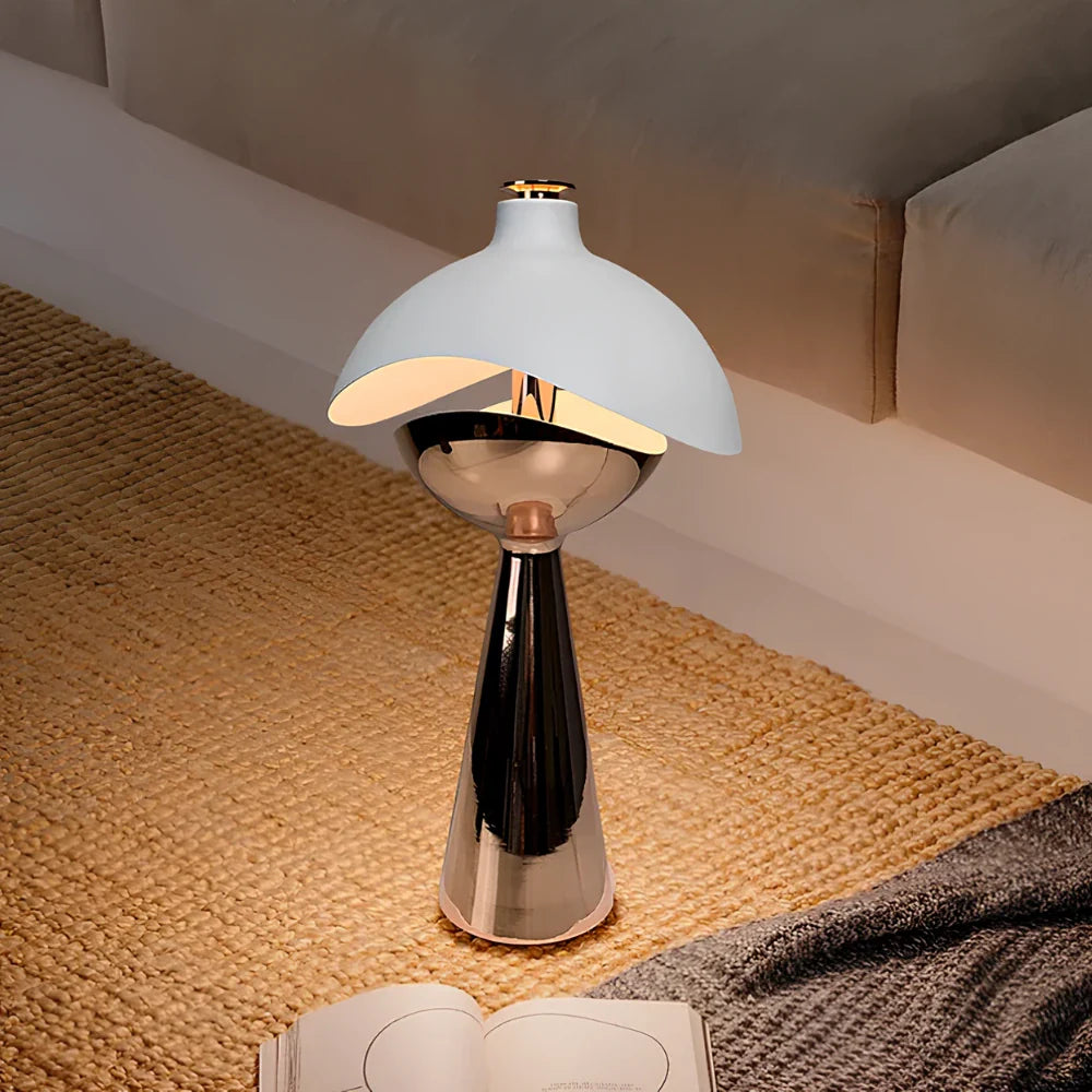 LumoKuppel Skulptur-Tischlampe Modern LED Design Weiß für Wohnzimmer