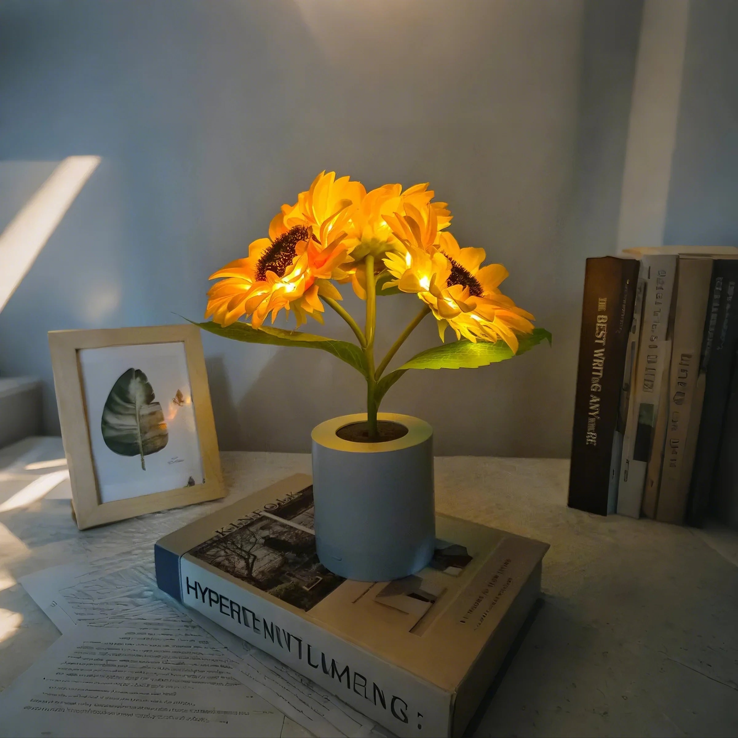 Sonnenblumen Tischlampe LED – Warmes Licht für Wohnzimmer, Schlafzimmer