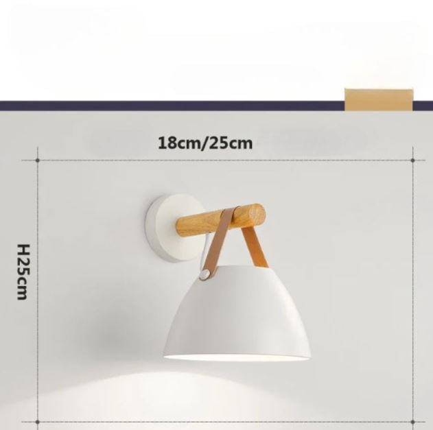 SkandiShine - LED-Wandleuchte mit Holz & Leder