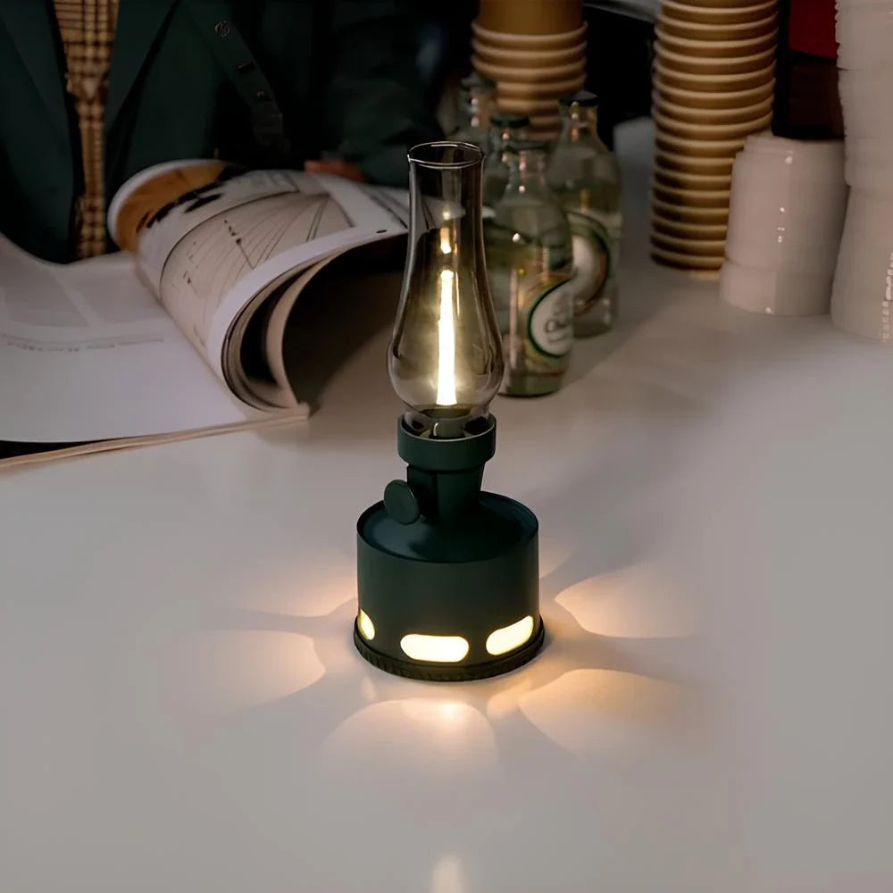 LumoLantern Vintage LED Laterne warmweiß schwarz für Garten & Terrasse