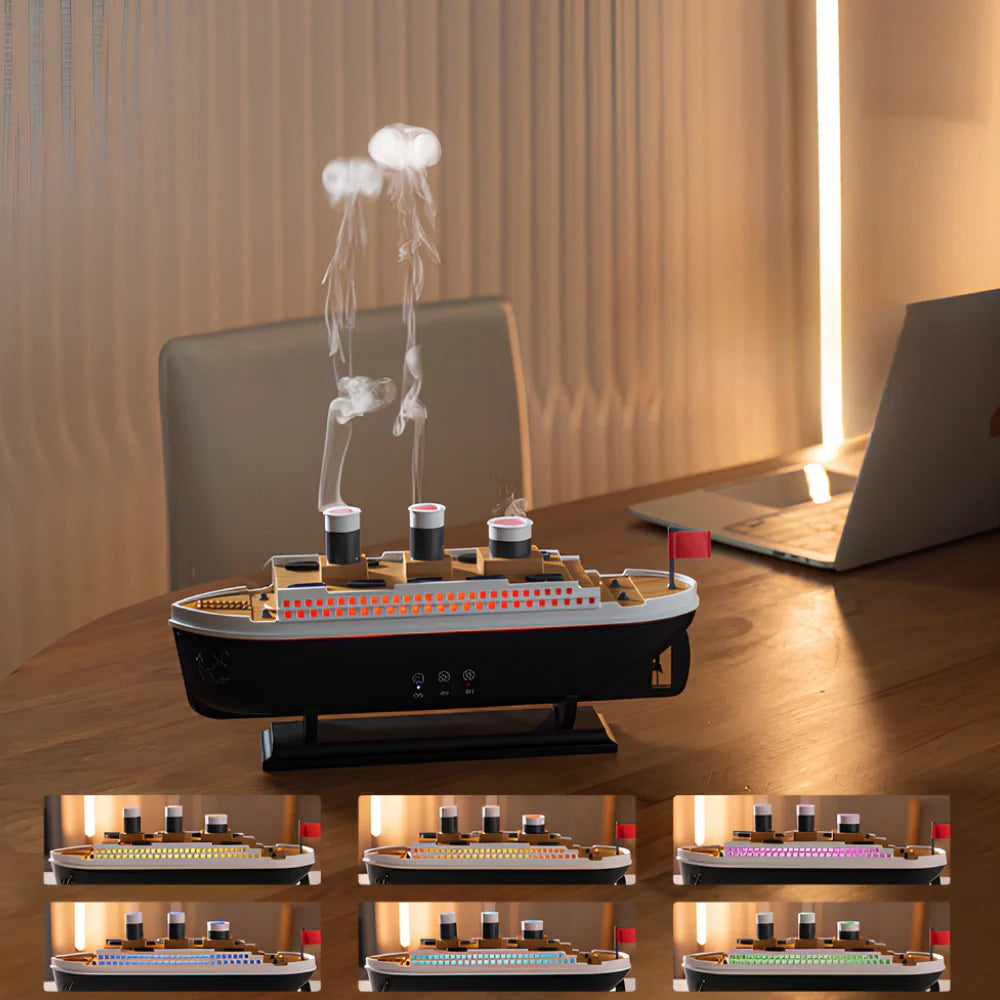 AquaDamp Mini-Luftbefeuchter Schiff-Design LED Weiß für Schlafzimmer